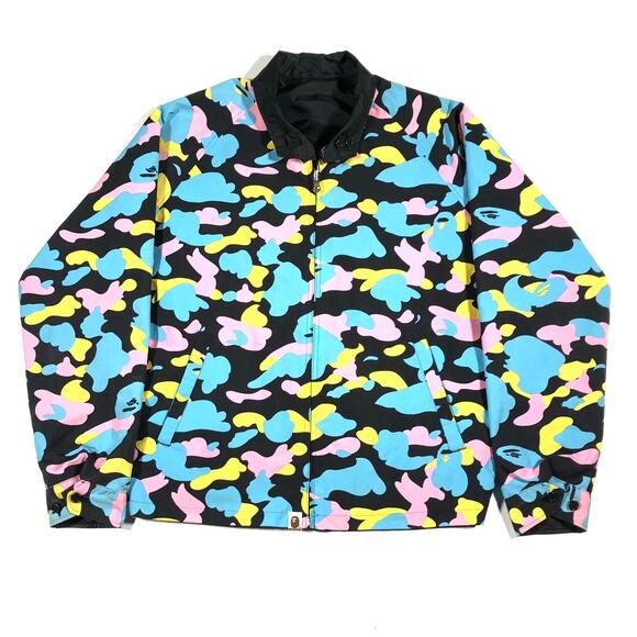 Vintage Bape Cotton Candy Camo Reversible Coach Jacket Size Medium M B32